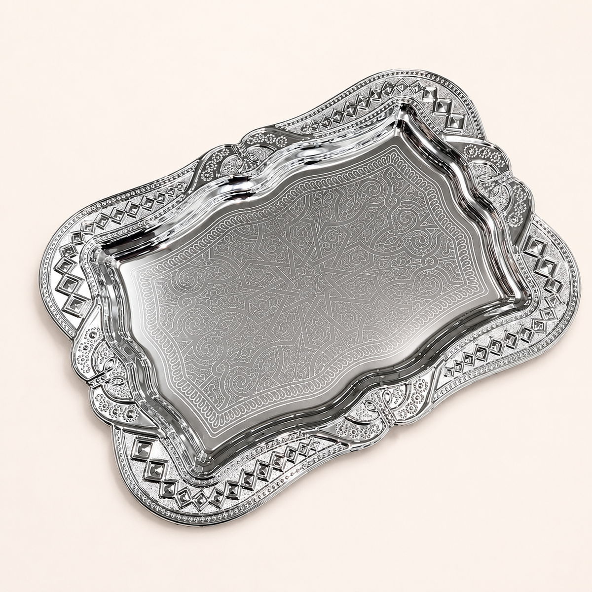 Vintage-Style Metallic Serving Tray | Decorative Table Accent