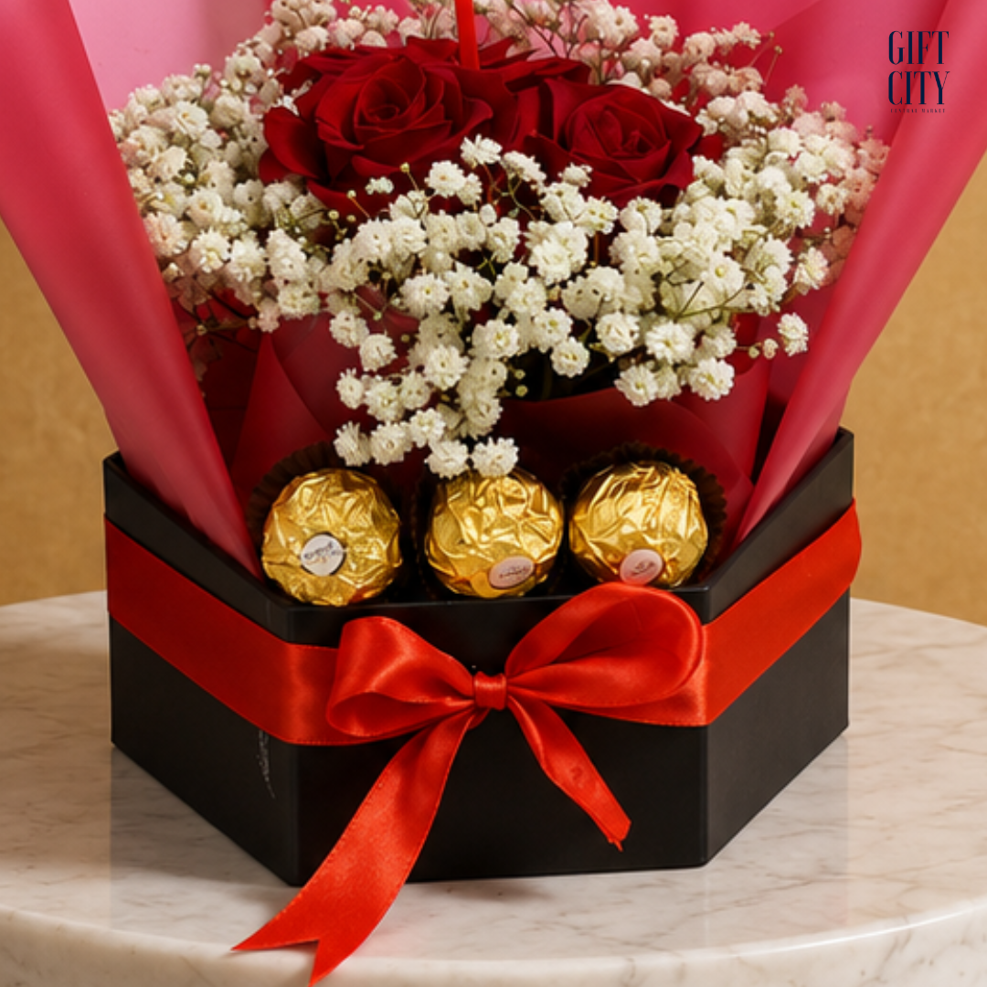 Sweet Affection | Red Rose & Chocolate Box