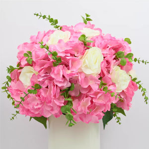 artificial pink hydrangea in white glass vase pink hydrangea flower arrangement decorative artificial hydrangea display table centerpiece artificial flowers