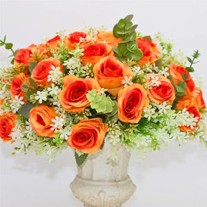 artificial flower arrangement in polyresin vase decorative artificial flowers for home polyresin vase flower arrangement table decor artificial flower display