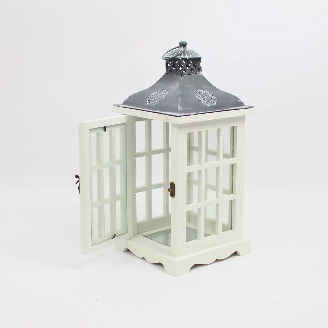 white wooden lantern, candle holder lantern, wood lantern decor, home decor lantern, festive lantern, wedding lantern decor