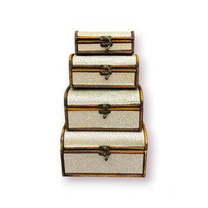 wooden treasure chest box, set of 4 wooden boxes, empty wooden chest, decorative storage boxes, rustic treasure chest, wooden gift box set
