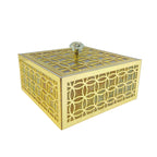 Ramadan Gift Box - Square Wooden with Gold Acrylic Design, Ideal for Gifts & Favors