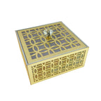 Ramadan Gift Box - Square Wooden with Gold Acrylic Design, Ideal for Gifts & Favors