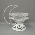 Elegant White Metal Basket Two-Tier White Metal Holder White Metal Basket with Moon Handle