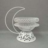 Elegant White Metal Basket Two-Tier White Metal Holder White Metal Basket with Moon Handle