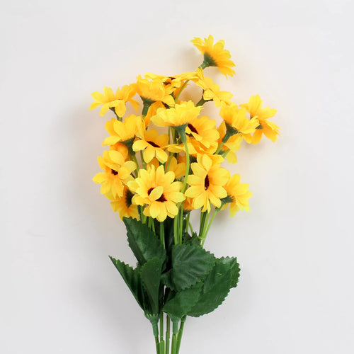 artificial sunflower small, mini silk sunflower, realistic faux sunflower, small sunflower decoration, yellow sunflower artificial flower