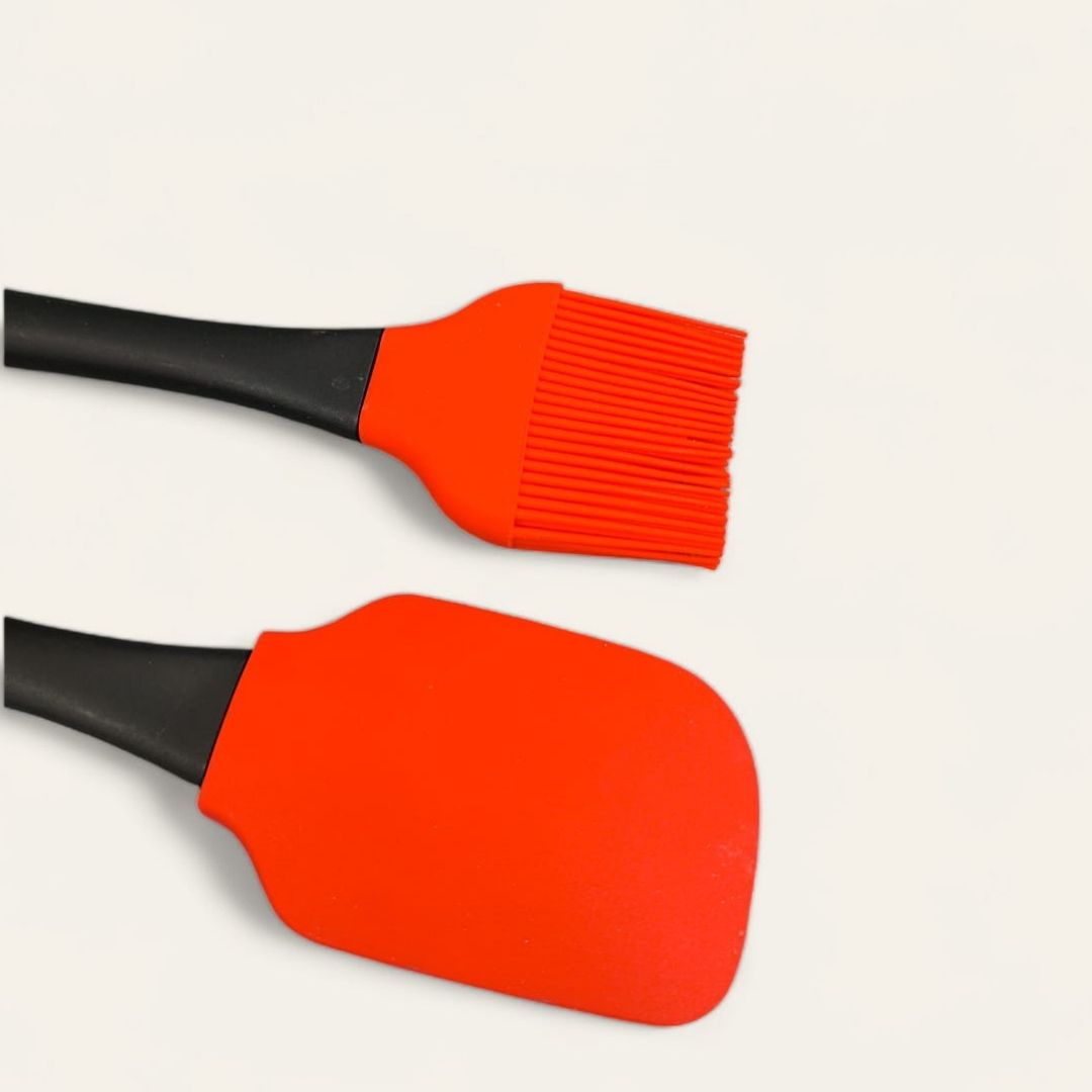 Heat-Resistant Silicone Brush and Spatula Set for Cooking and Baking