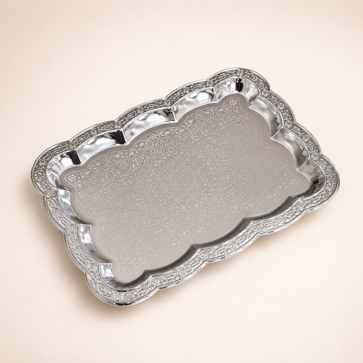 Vintage-Style Metallic Serving Tray | Decorative Table Accent