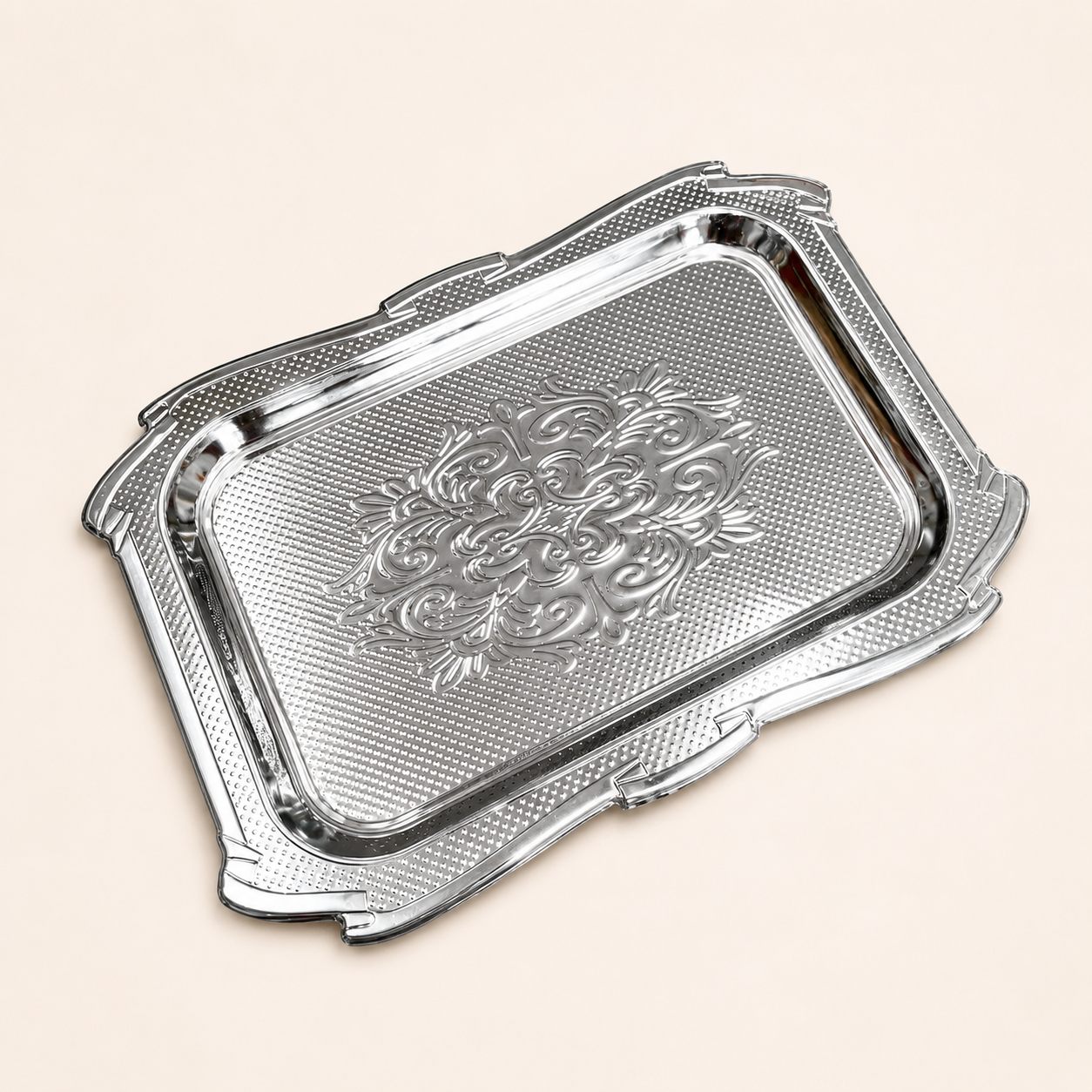 Vintage-Style Metallic Serving Tray | Decorative Table Accent