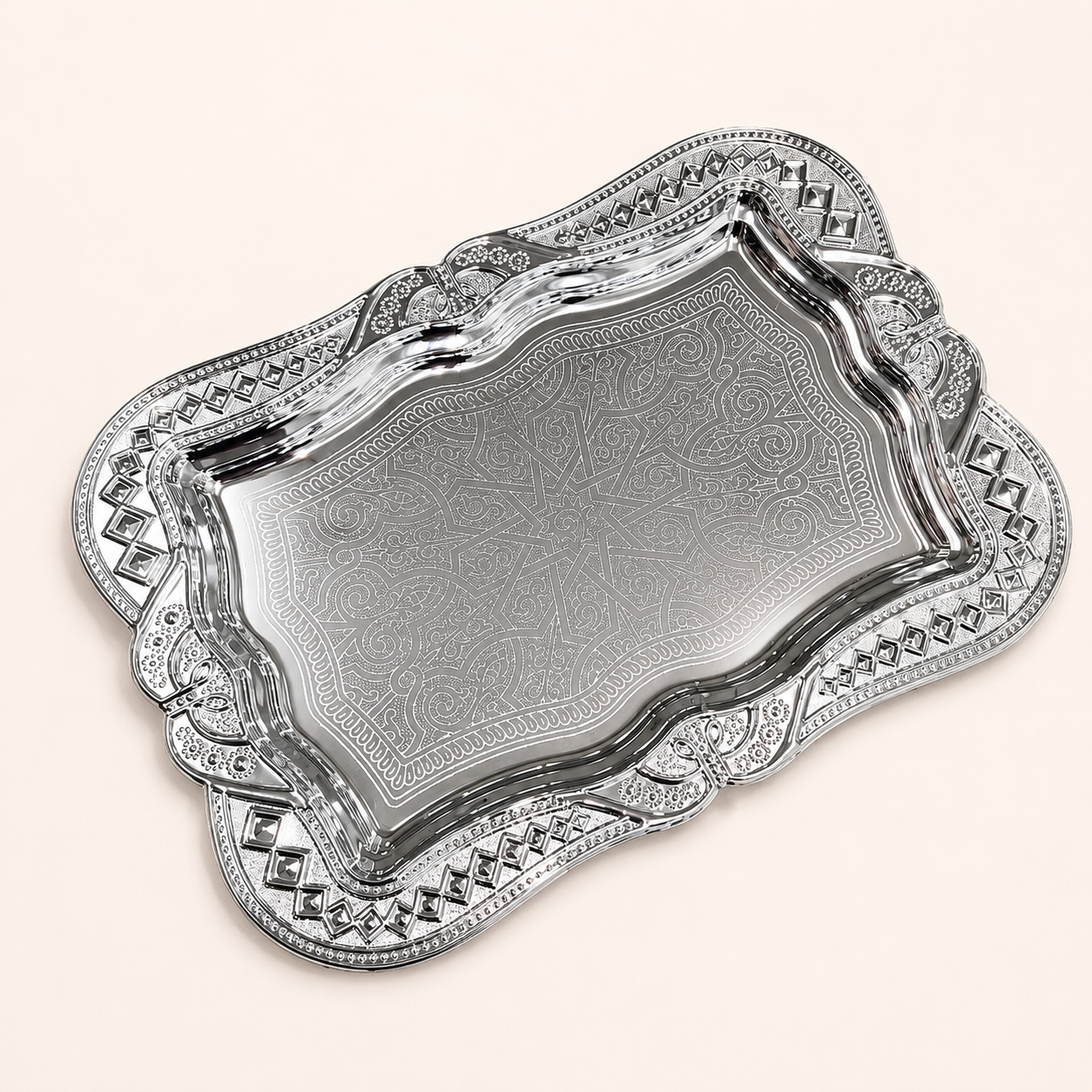 Vintage-Style Metallic Serving Tray | Decorative Table Accent
