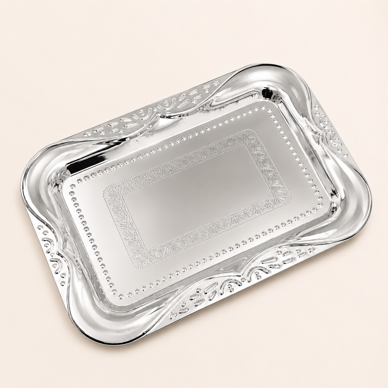 Vintage-Style Metallic Serving Tray | Decorative Table Accent