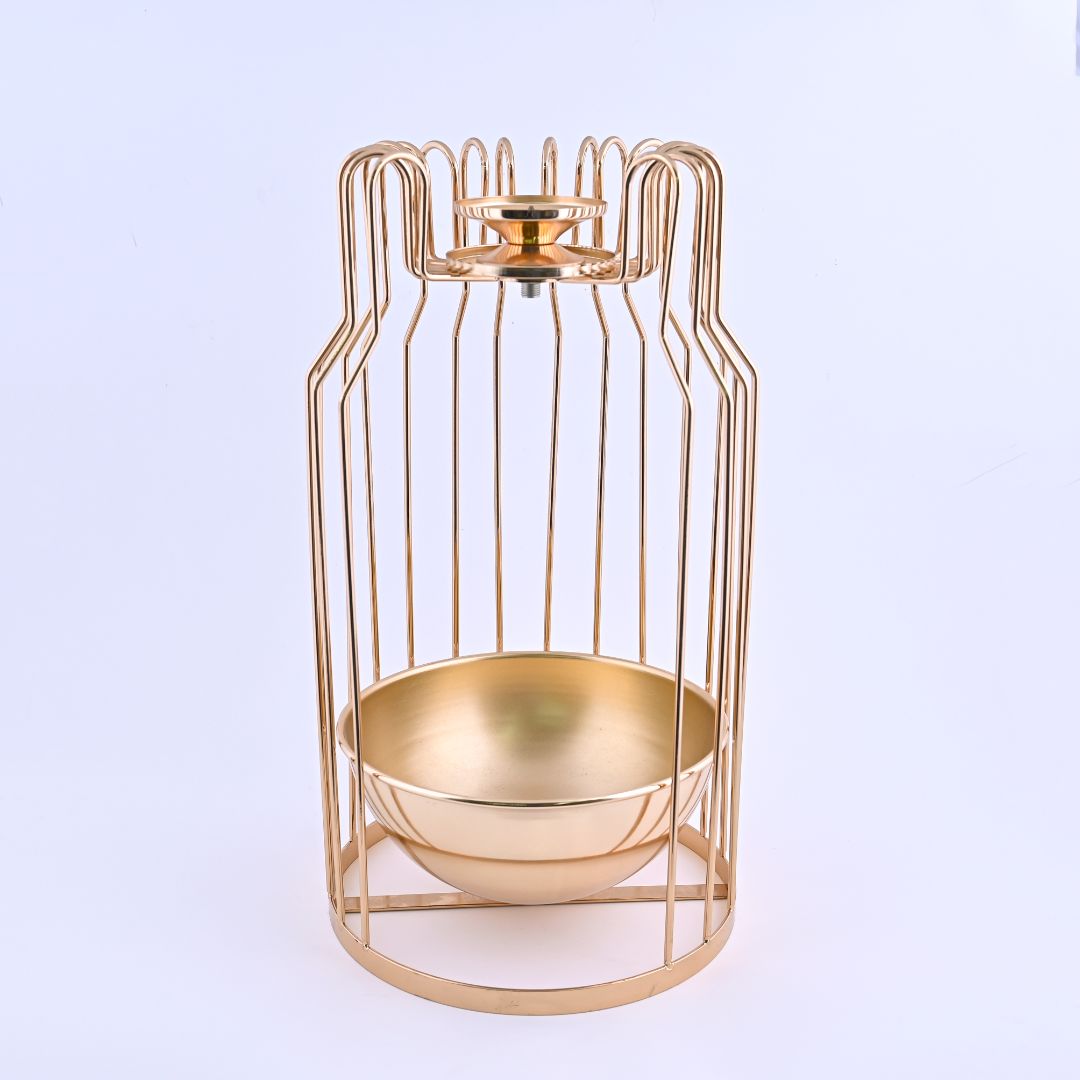 Gold Vase with Candle Holder - 1 pc