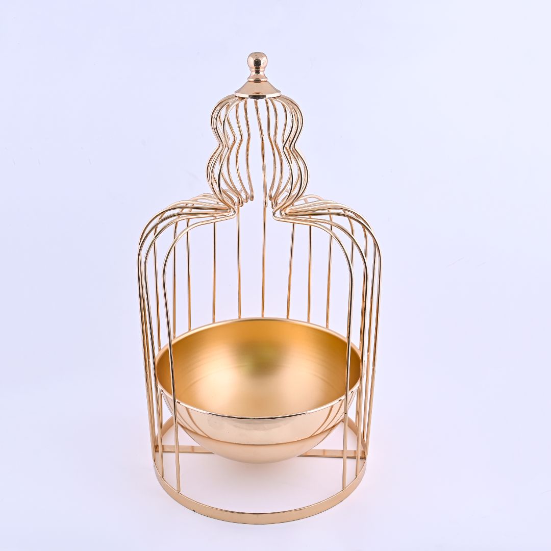 Gold Vase with Candle Holder - 1 pc