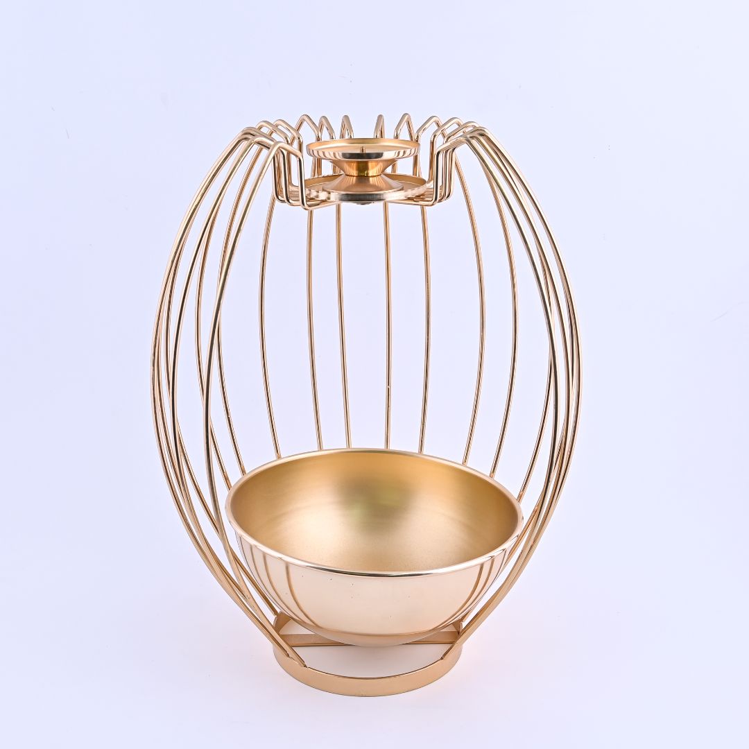 Gold Vase with Candle Holder - 1 pc