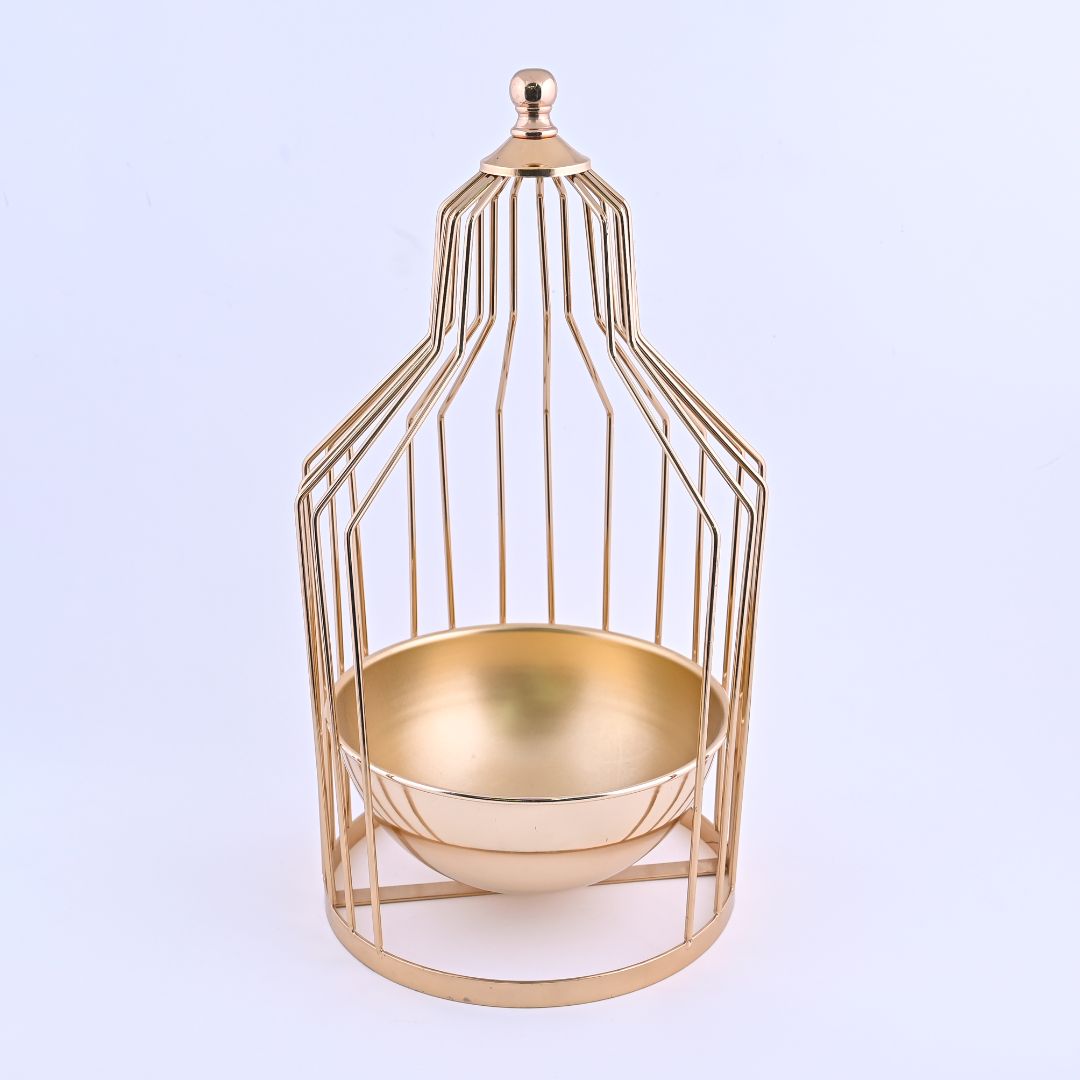 Gold Vase with Candle Holder - 1 pc