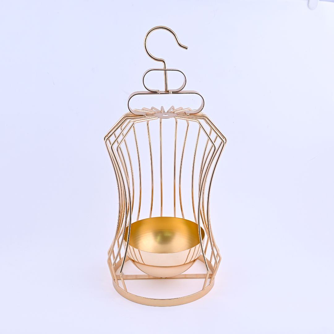 Gold Vase with Candle Holder - 1 pc
