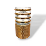Golden line glass vase 12x24cm, tall glass vase with gold accents, 4-line gold stripe vase, modern decorative vase, clear gold accent flower vase