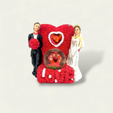Miniature Couple Ceramic with Red Heart, ceramic couple figurine, romantic couple decor, love-themed ceramic, red heart figurine