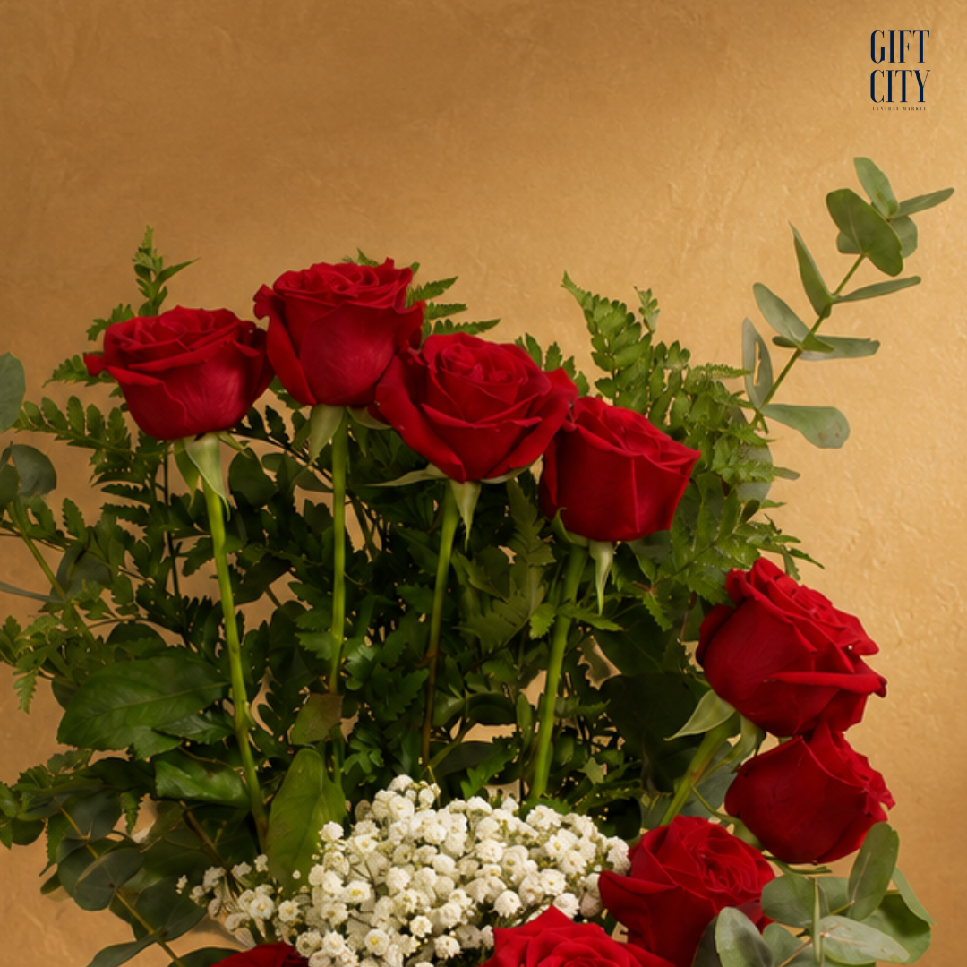 The Velvet Onyx  Premium Red Rose Box Arrangement