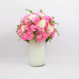 artificial pink hydrangea in white glass vase pink hydrangea flower arrangement decorative artificial hydrangea display table centerpiece artificial flowers