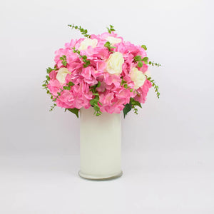 artificial pink hydrangea in white glass vase pink hydrangea flower arrangement decorative artificial hydrangea display table centerpiece artificial flowers