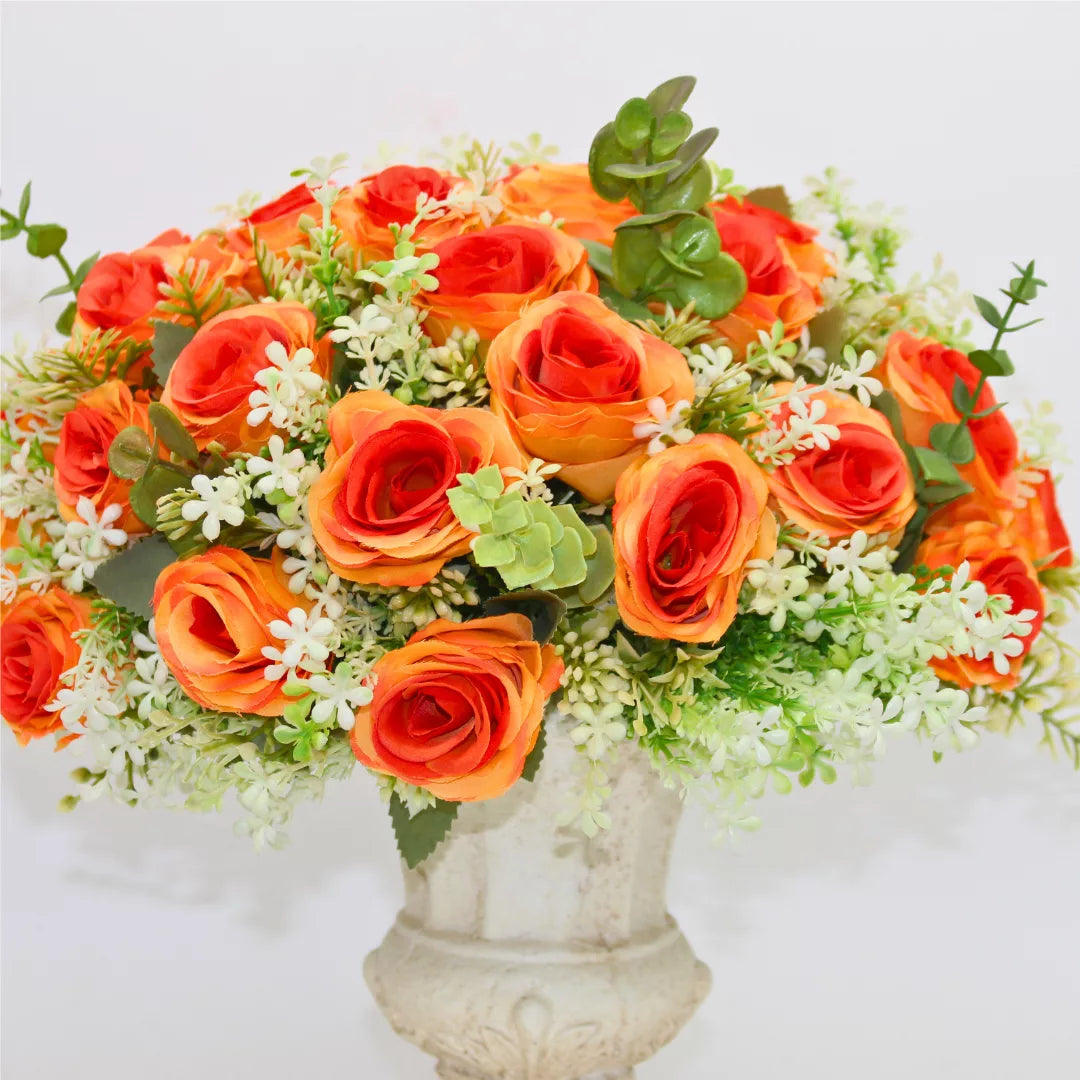 artificial flower arrangement in polyresin vase decorative artificial flowers for home polyresin vase flower arrangement table decor artificial flower display