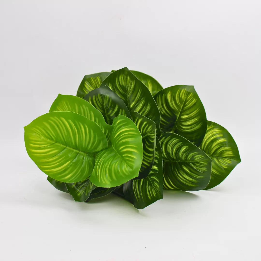 artificial calathea plant, fake calathea plant, artificial indoor plant, home decor greenery, artificial plant without pot, decorative foliage