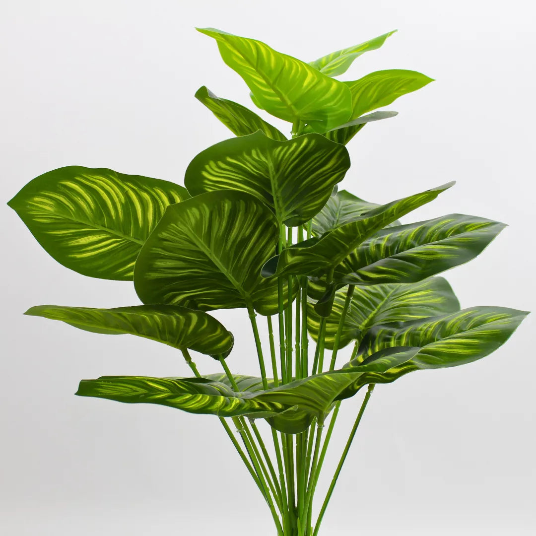 artificial calathea plant, fake calathea plant, artificial indoor plant, home decor greenery, artificial plant without pot, decorative foliage