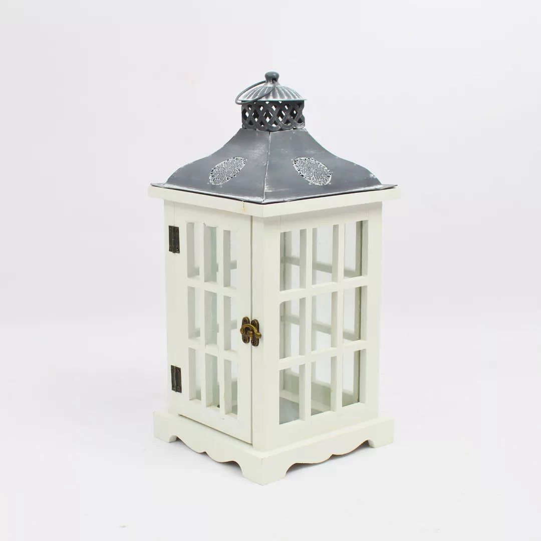 white wooden lantern, candle holder lantern, wood lantern decor, home decor lantern, festive lantern, wedding lantern decor