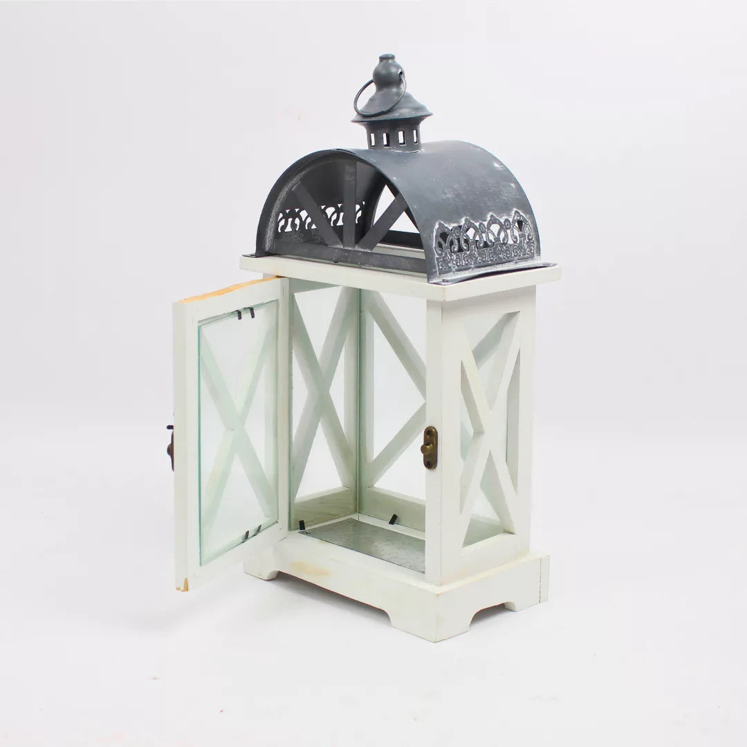 white wooden lantern, candle holder lantern, wood lantern decor, home decor lantern, festive lantern, wedding lantern decor