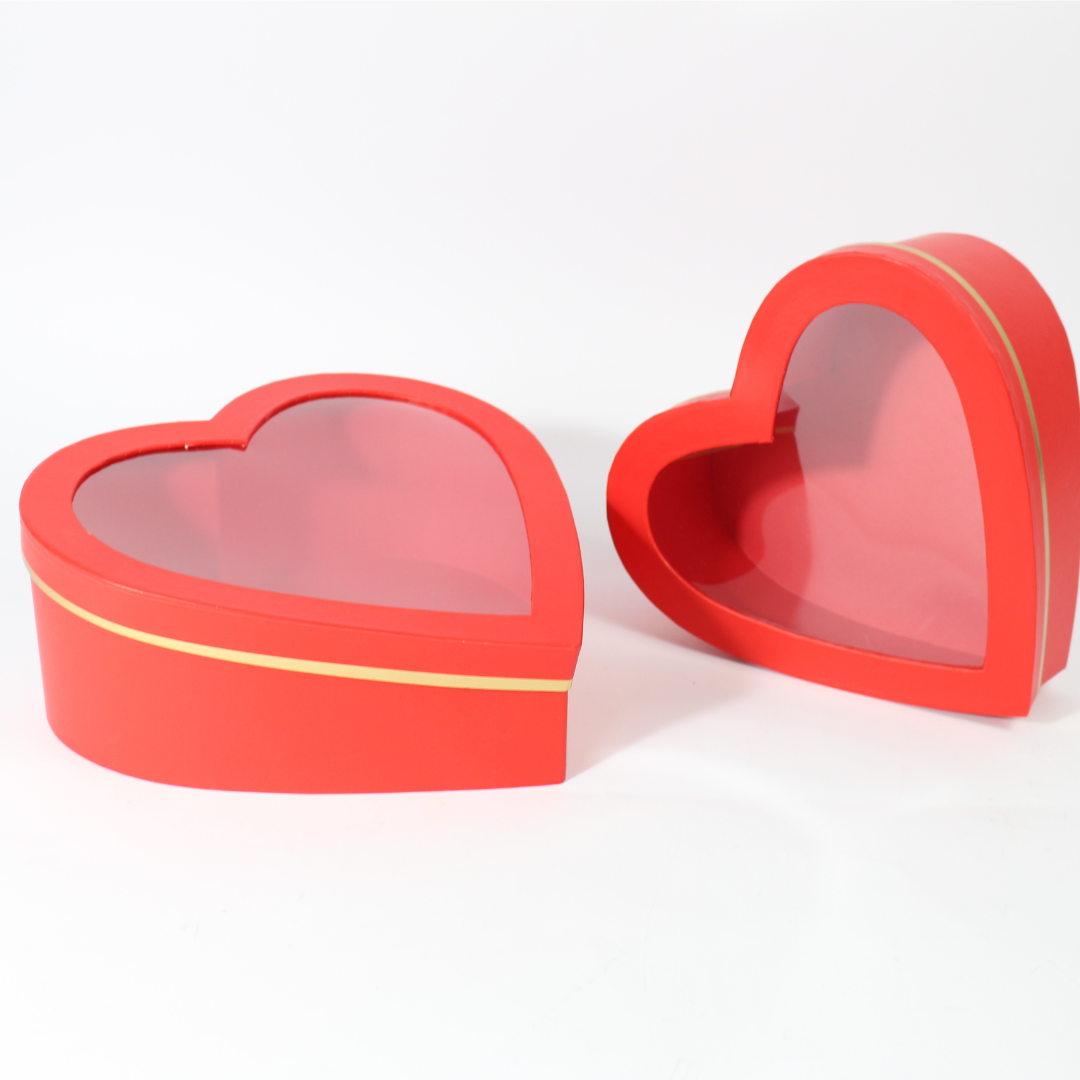 Heart Shaped 2-Piece Gift Box Set with Transparent Top