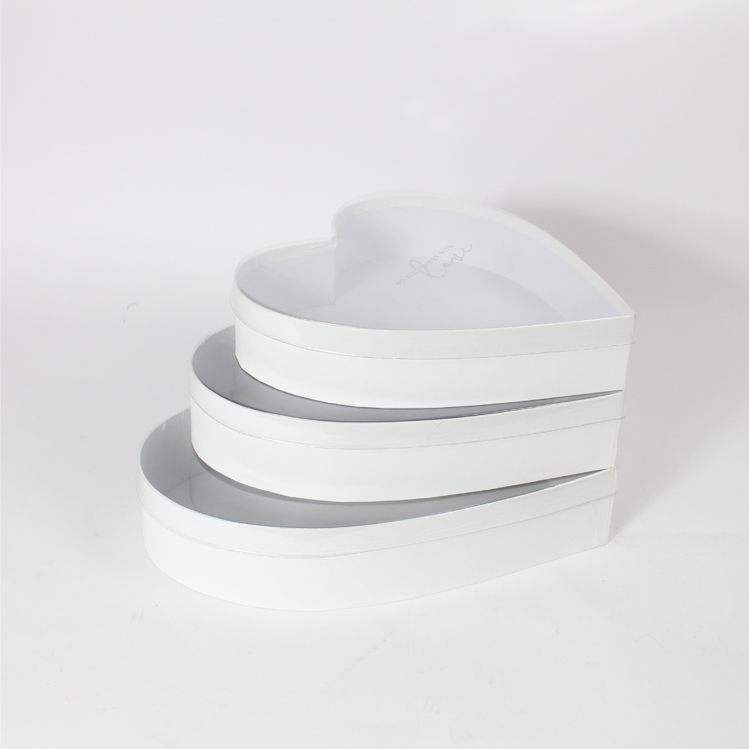 3-Piece Heart-Shaped Gift Box Set with Clear Lids