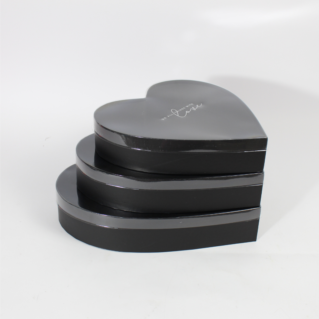 3-Piece Heart-Shaped Gift Box Set with Clear Lids
