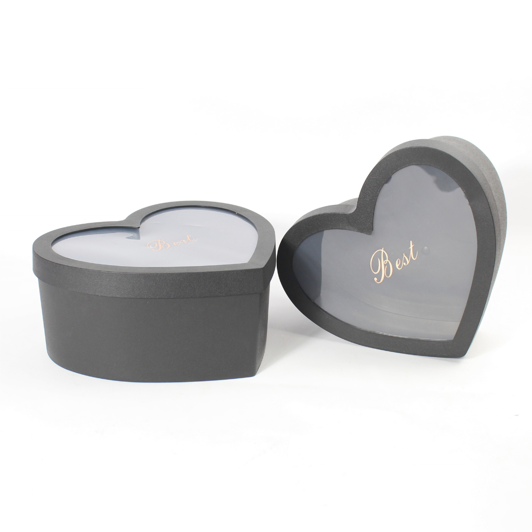 2-Piece PVC Heart-Shaped Gift Box Set with Transparent Lids | Gift Packaging