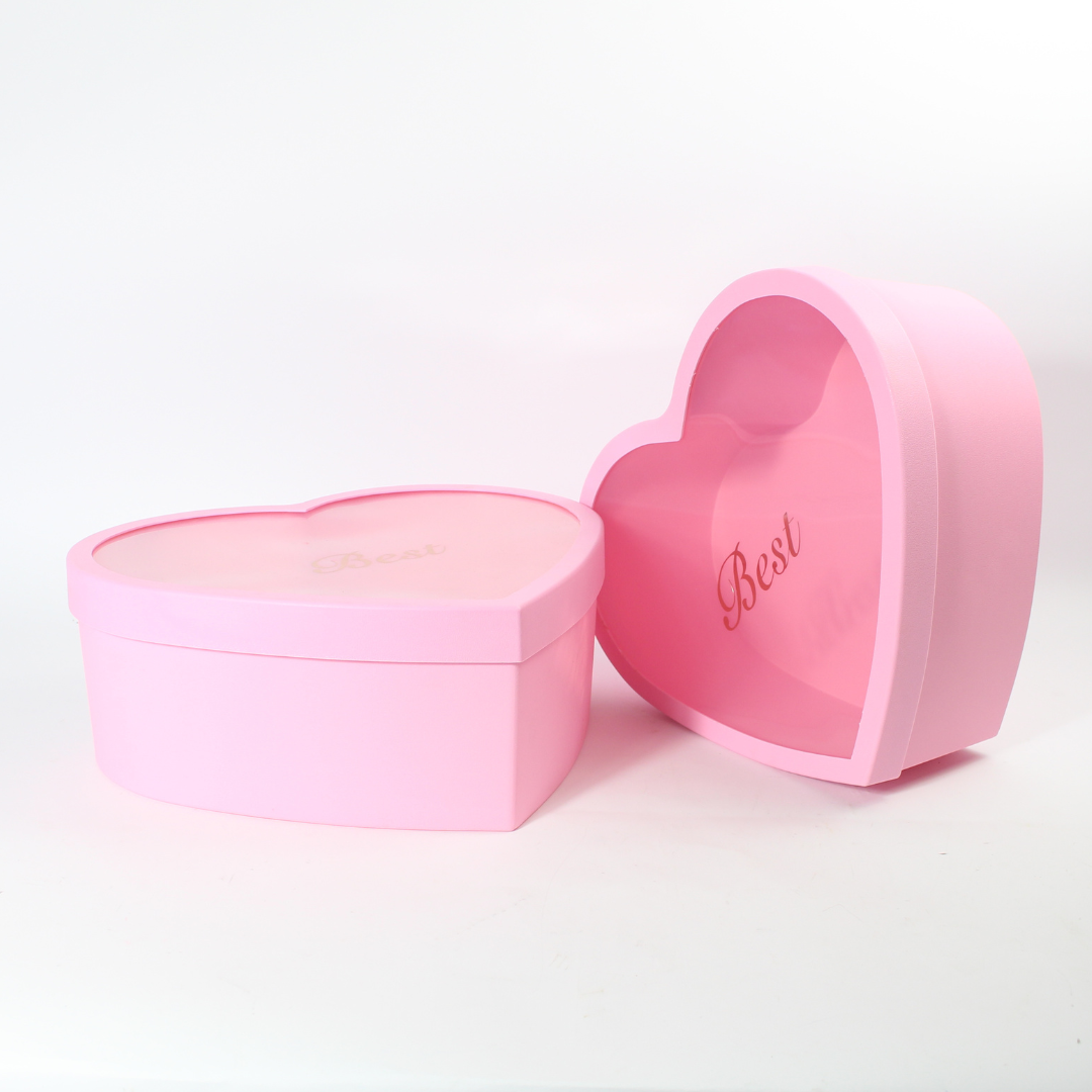 2-Piece PVC Heart-Shaped Gift Box Set with Transparent Lids | Gift Packaging