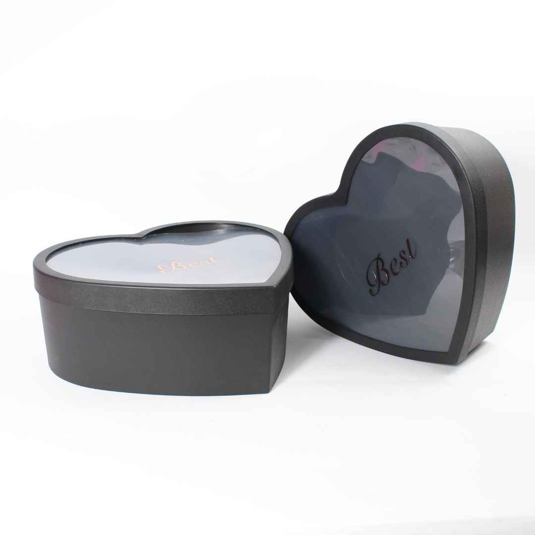 2-Piece Big PVC Heart-Shaped Gift Box Set with Transparent Lids | Premium Packaging
