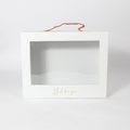 Foldable Square Box with Handle and Transparent Lid | Convenient Gift Packaging
