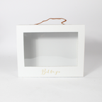 Foldable Square Box with Handle and Transparent Lid | Convenient Gift Packaging