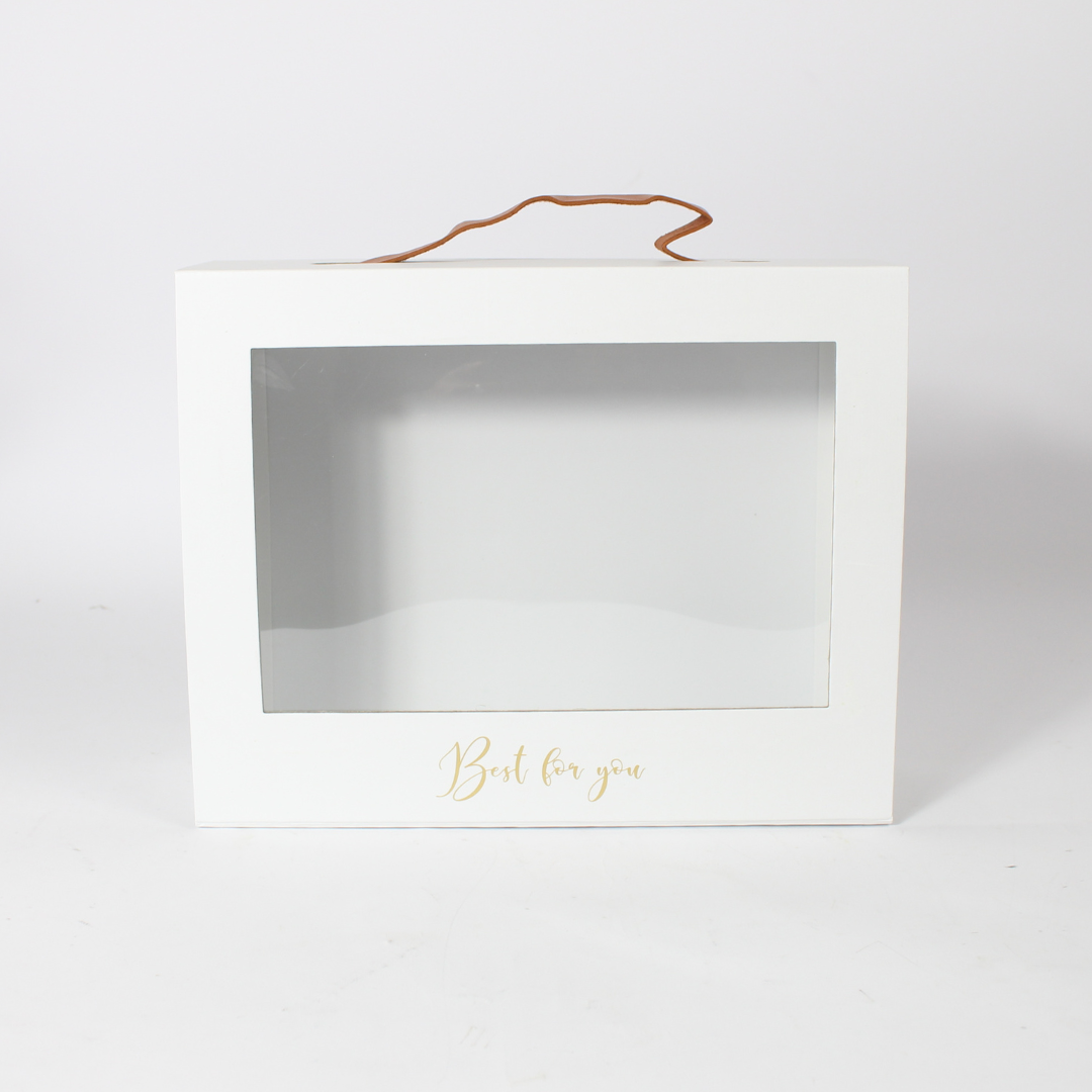 Foldable Square Box with Handle and Transparent Lid | Convenient Gift Packaging