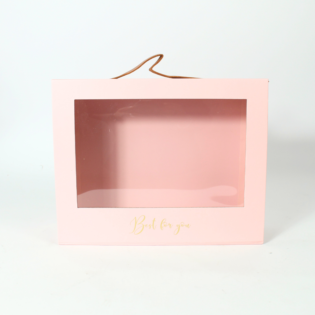 Foldable Square Box with Handle and Transparent Lid | Convenient Gift Packaging