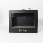 Foldable Square Box with Handle and Transparent Lid | Convenient Gift Packaging