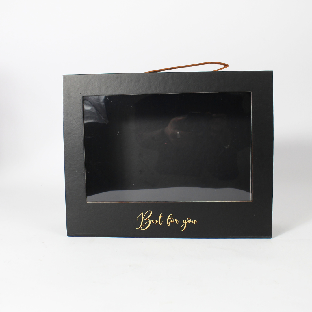 Foldable Square Box with Handle and Transparent Lid | Convenient Gift Packaging