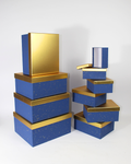 10-Piece Rectangle-Shaped Paper Box Set with Golden Lids | Luxury Gift Packaging