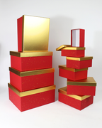 10-Piece Rectangle-Shaped Paper Box Set with Golden Lids | Luxury Gift Packaging