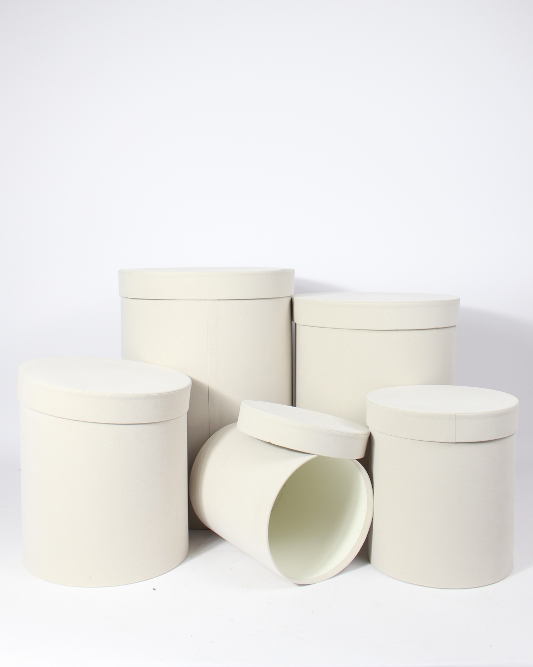 5-Piece Velvet or Suede Hat Box Set | Luxury Gift Packaging