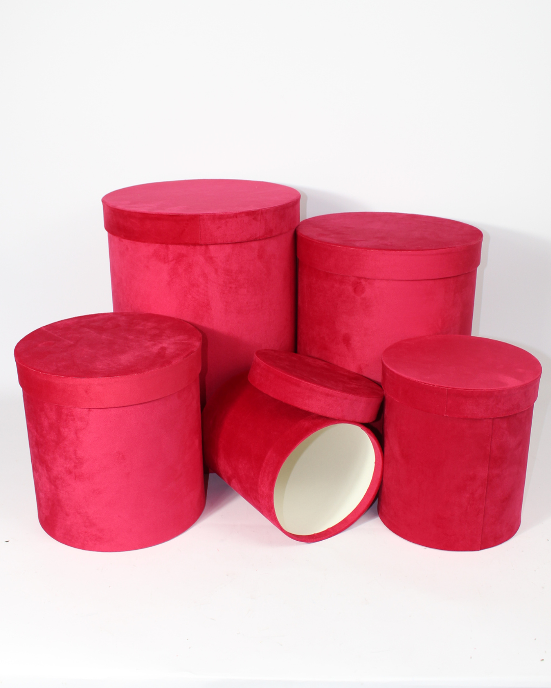 5-Piece Velvet or Suede Hat Box Set | Luxury Gift Packaging