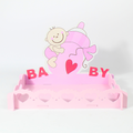 Pink and Blue Wooden Baby Shower Decorative Tray | Party Décor