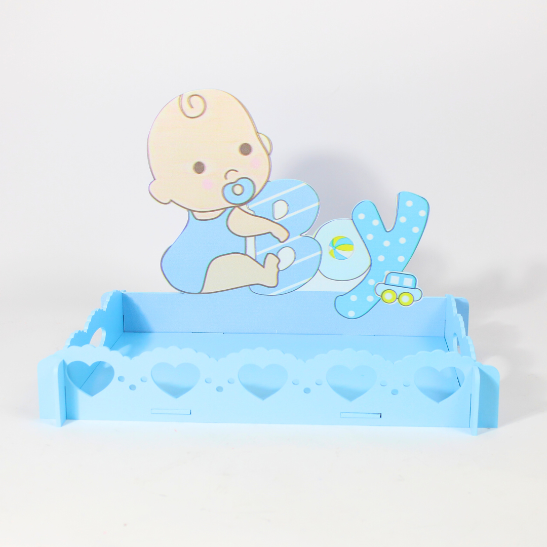 Pink and Blue Wooden Baby Shower Decorative Tray | Party Décor