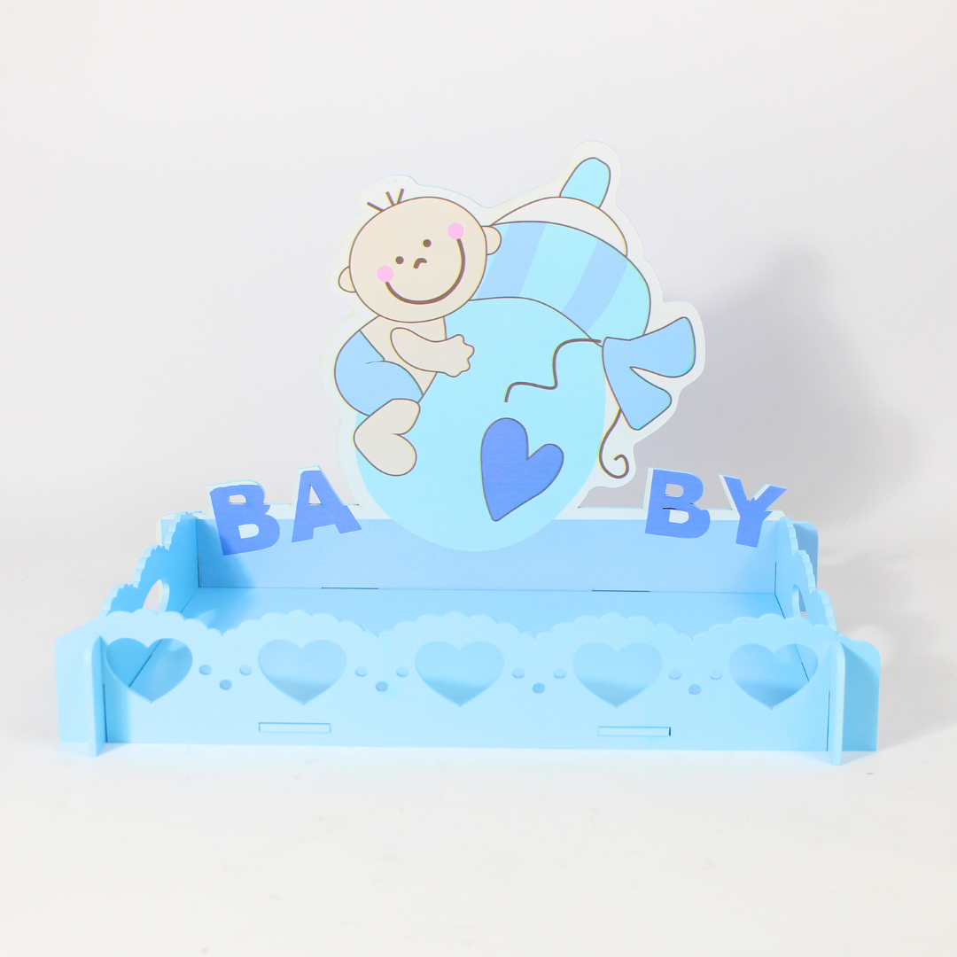 Pink and Blue Wooden Baby Shower Decorative Tray | Party Décor